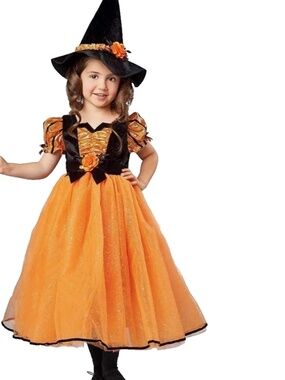 Adorable Witchy Poo Dress-Up Halloween Costume Toddler Girls, Orange/Black 4T-5T